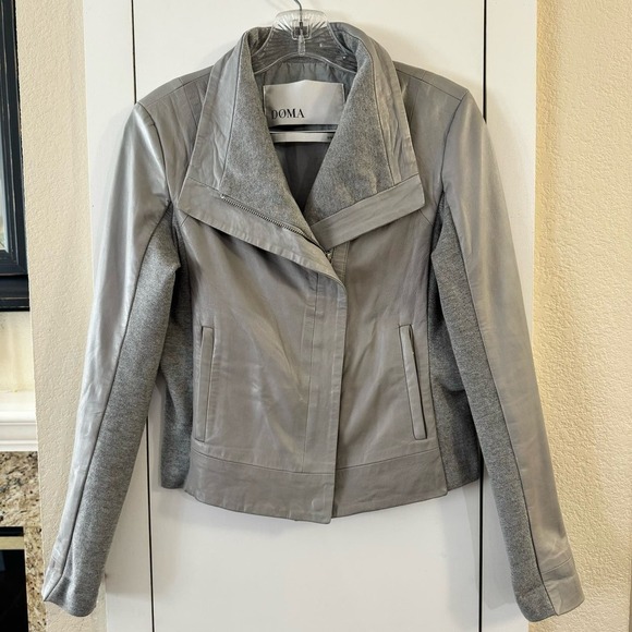 Doma Joy Women's Biker Style Motorcycle Zip-Up Lamb Nappa Leather Jacket - Picture 3 of 14